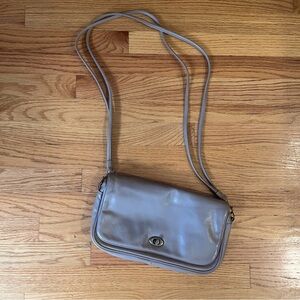 Vintage Genuine Leather Crossbody - Neutral Minimalist Bag - Made in USA